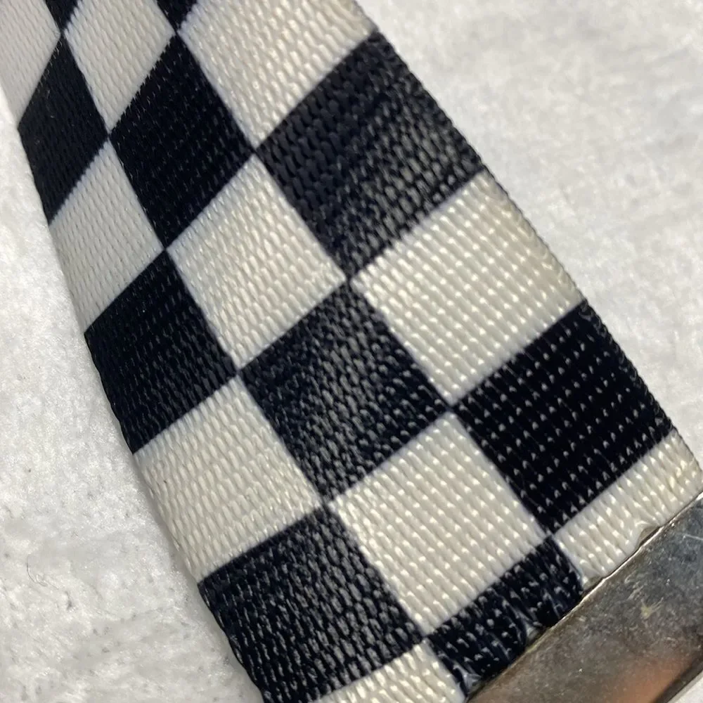 Black & White Checkered Woven Adjustable Belt